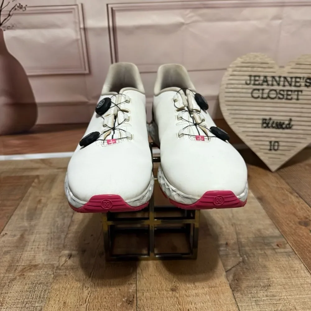 G/Fore G/Drive Golf Shoes Snow White Pink Men's Size 14 PRAY FOR BIRDIES